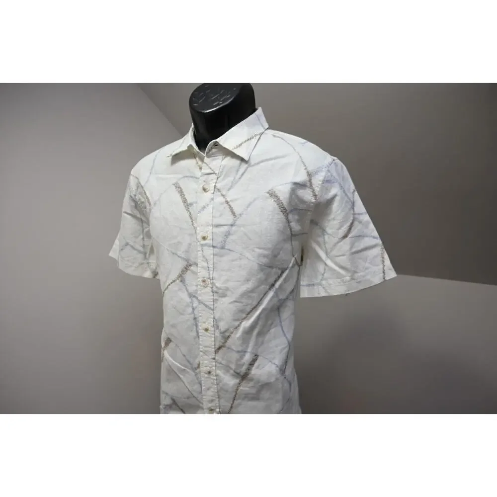 Banana Republic Linen Blend Button Up Shirt Slim Fit Short Sleeve Mens‎ Sz Small